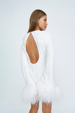 Load image into Gallery viewer, Nicola Feather Trimmed Mini Dress - Ivory
