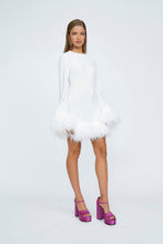 Load image into Gallery viewer, Nicola Feather Trimmed Mini Dress - Ivory
