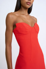 Load image into Gallery viewer, SAHANA SHELL SHAPE STRAPLESS MIDI DRESS - SCARLETTE RED
