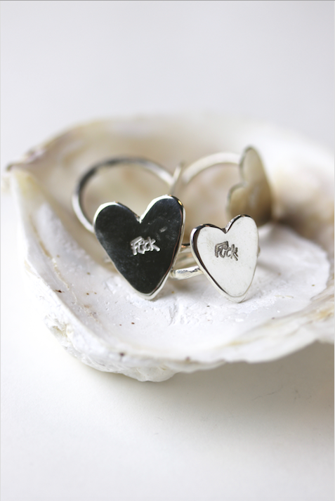 Flick Heart Ring, Silver